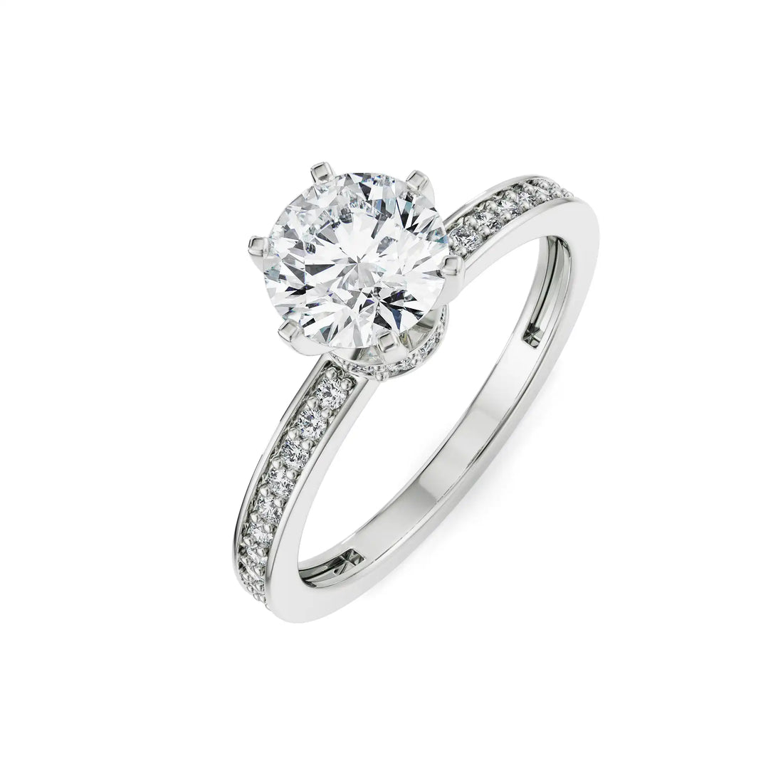 18K White Gold Viesco Round Diamond Ring