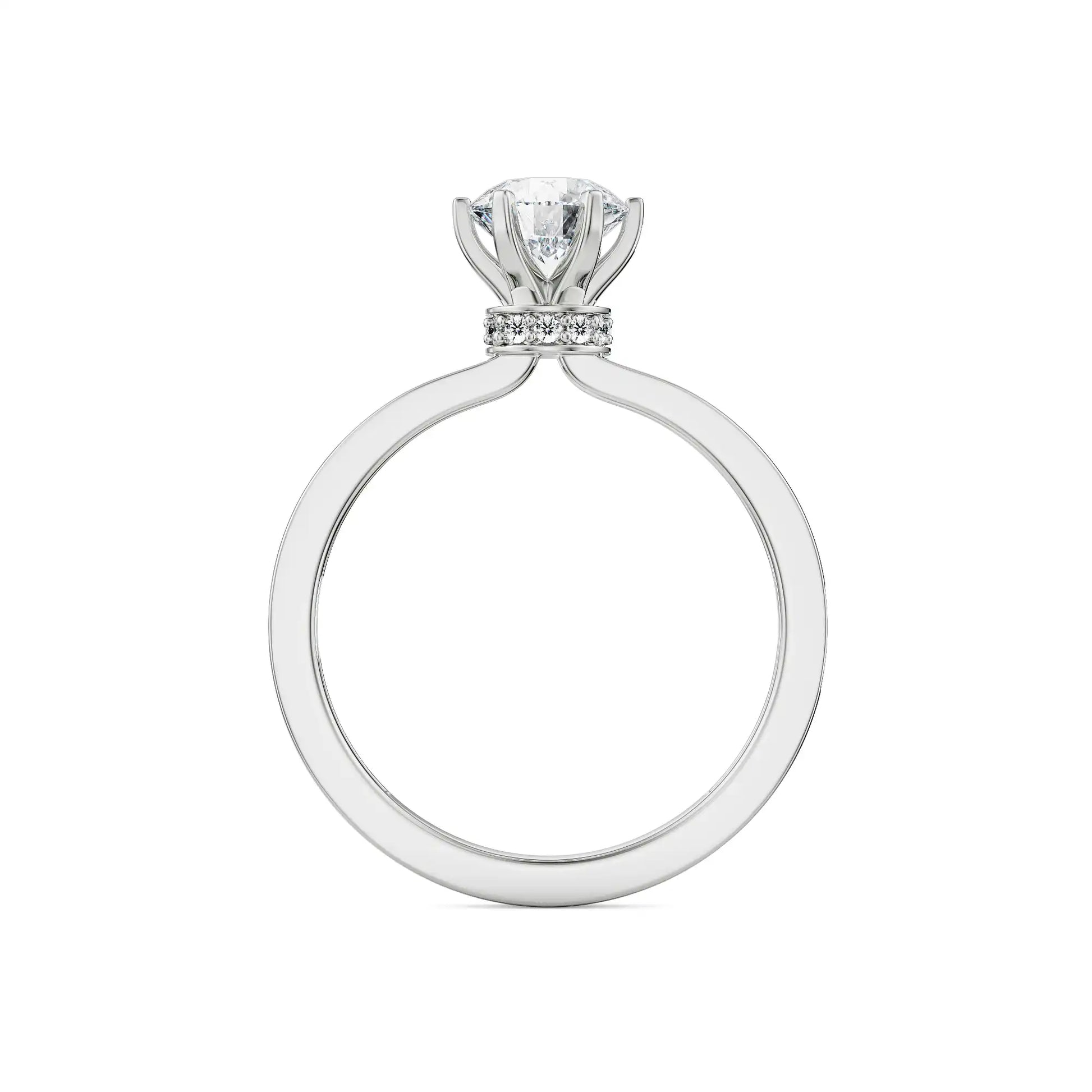 18K White Gold Viesco Round Diamond Ring SIde View