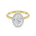 18K Yellow Gold 1.2 CT Oval Halo Diamond Ring