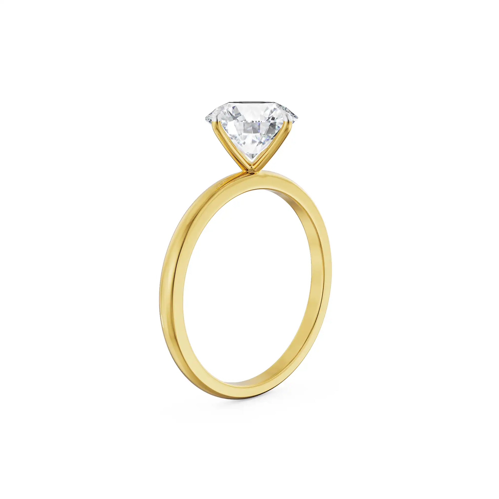 18K Yellow Gold 1.5 Carat Round Solitaire Diamond Ring Side View