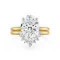 18K Yellow Gold 2 CT Oval Diamond Bridal Ring Set with Contoured Band