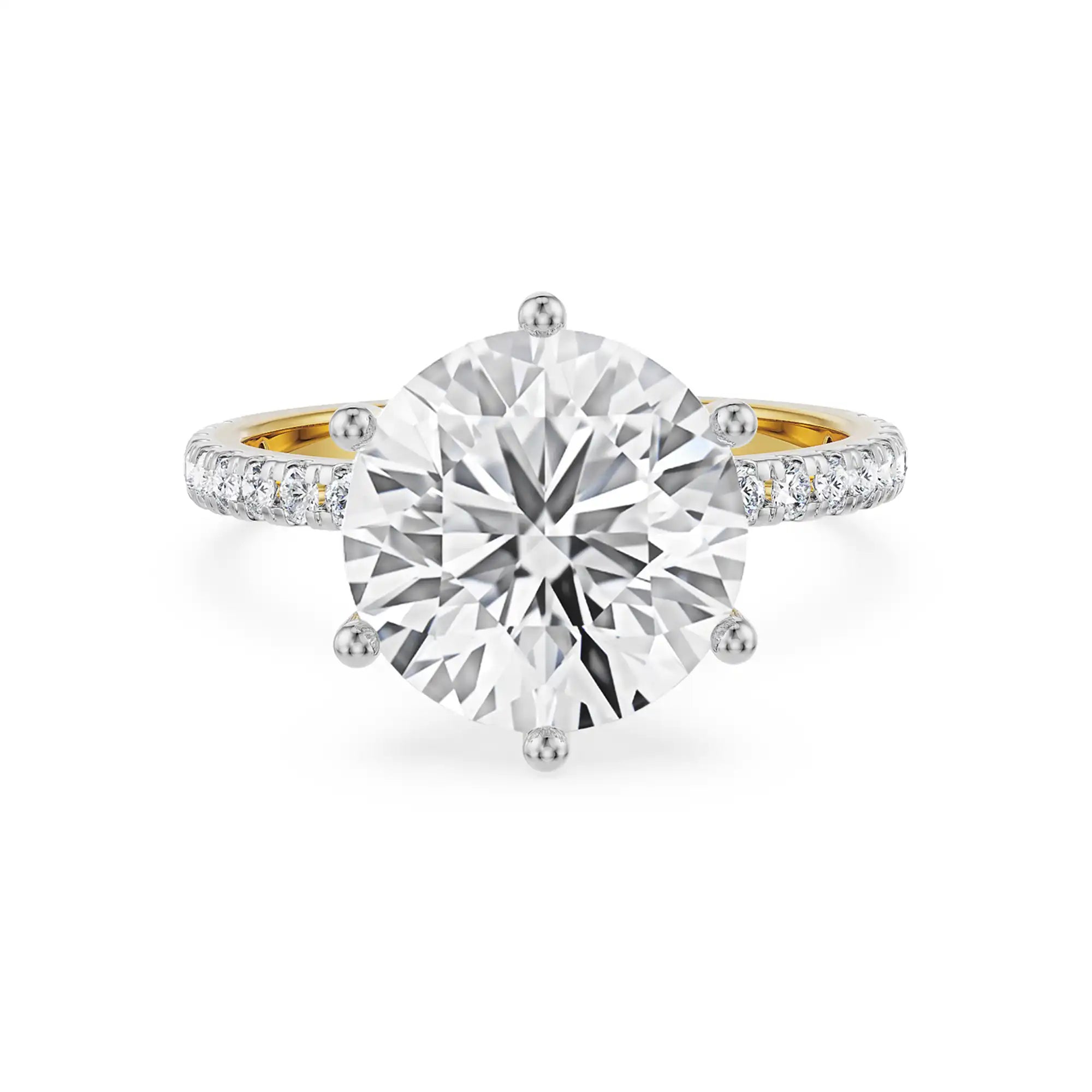18K Yellow Gold 6-Prong Round Brilliant Cut Diamond Engagement Ring