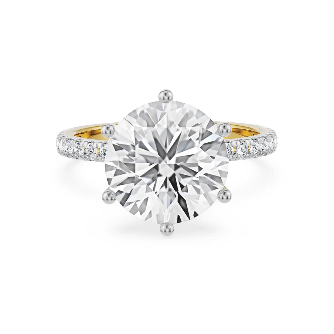 18K Yellow Gold 6-Prong Round Brilliant Cut Diamond Engagement Ring
