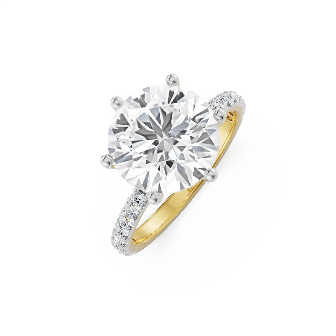 18K Yellow Gold 6-Prong Round Brilliant Cut Diamond Engagement Ring