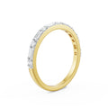 18K Yellow Gold Baguette and Round Diamond Stackable Ring Side View