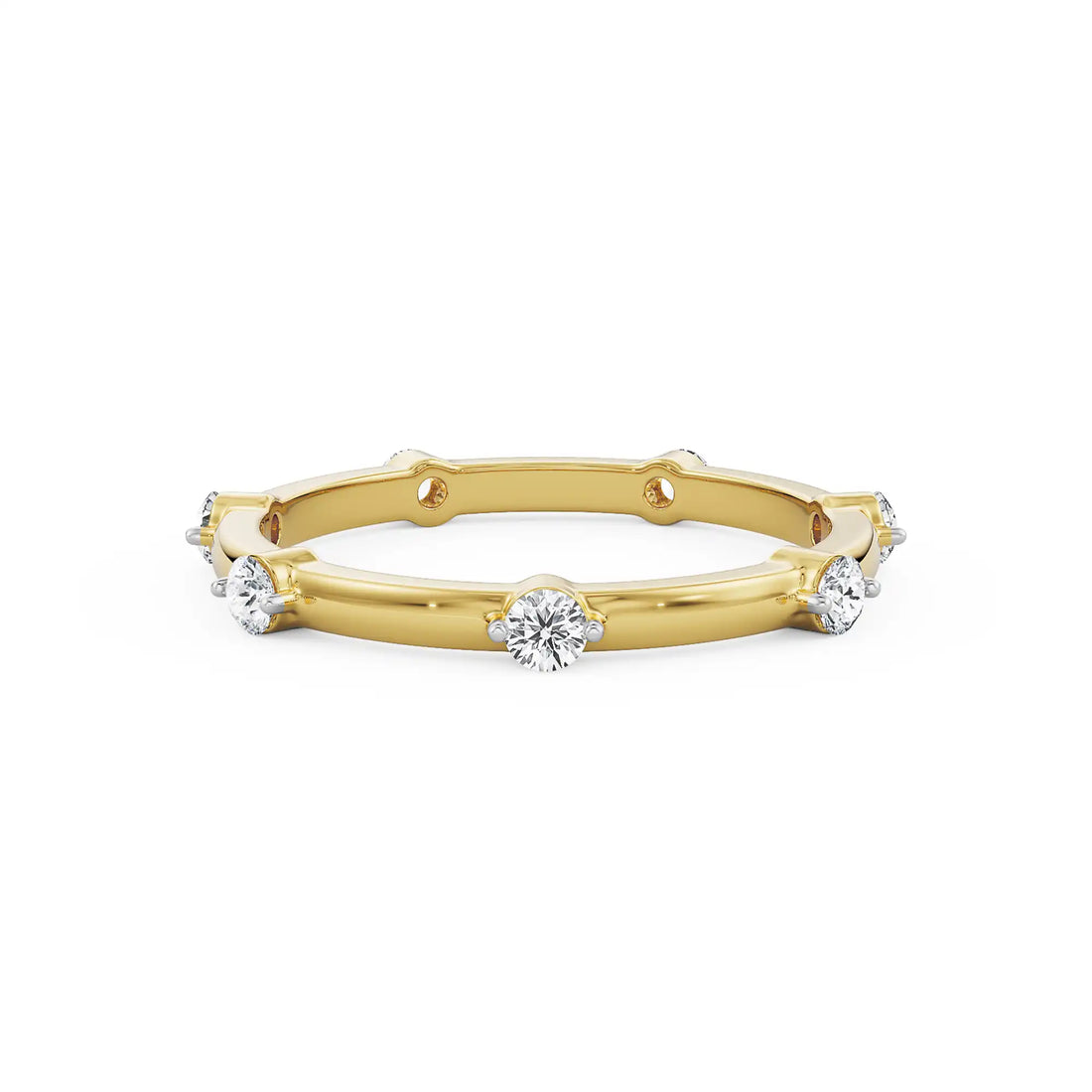 18K Yellow Gold Bezel-Set Diamond Stackable Ring by La Joyeria