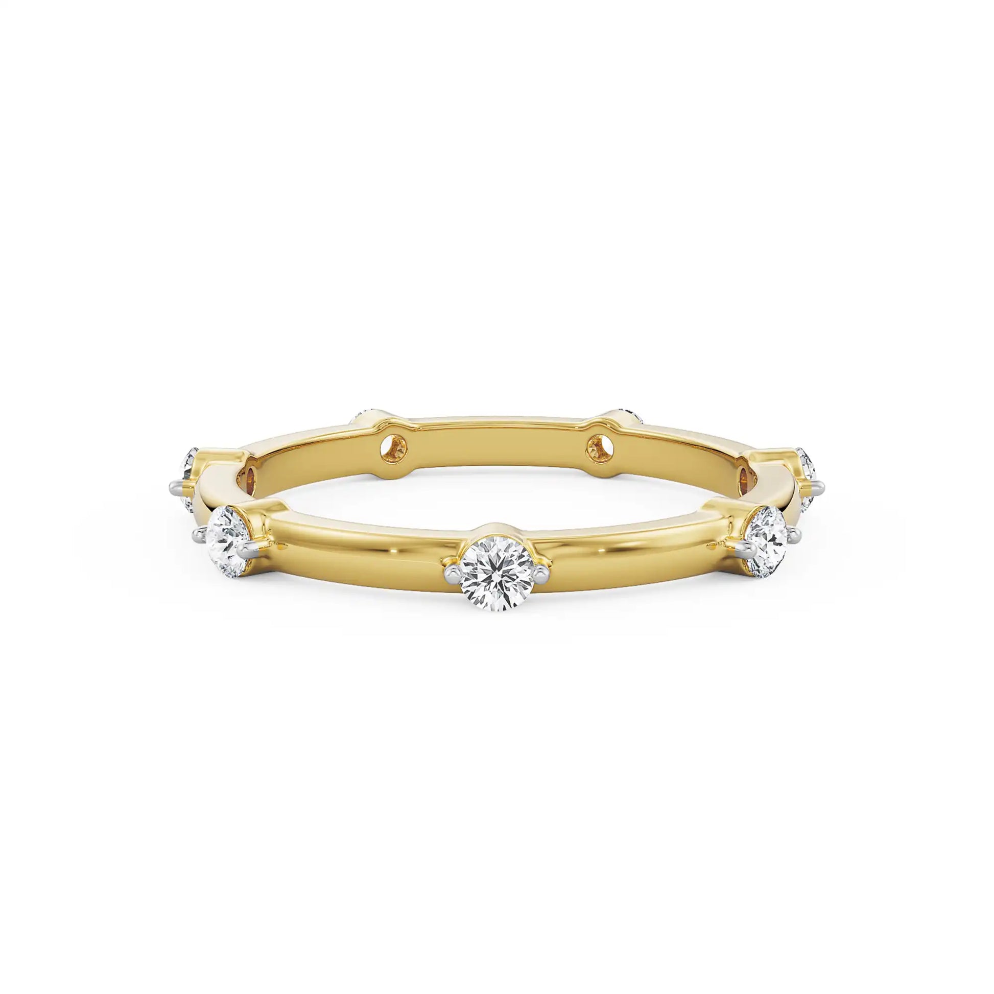18K Yellow Gold Bezel-Set Diamond Stackable Ring by La Joyeria
