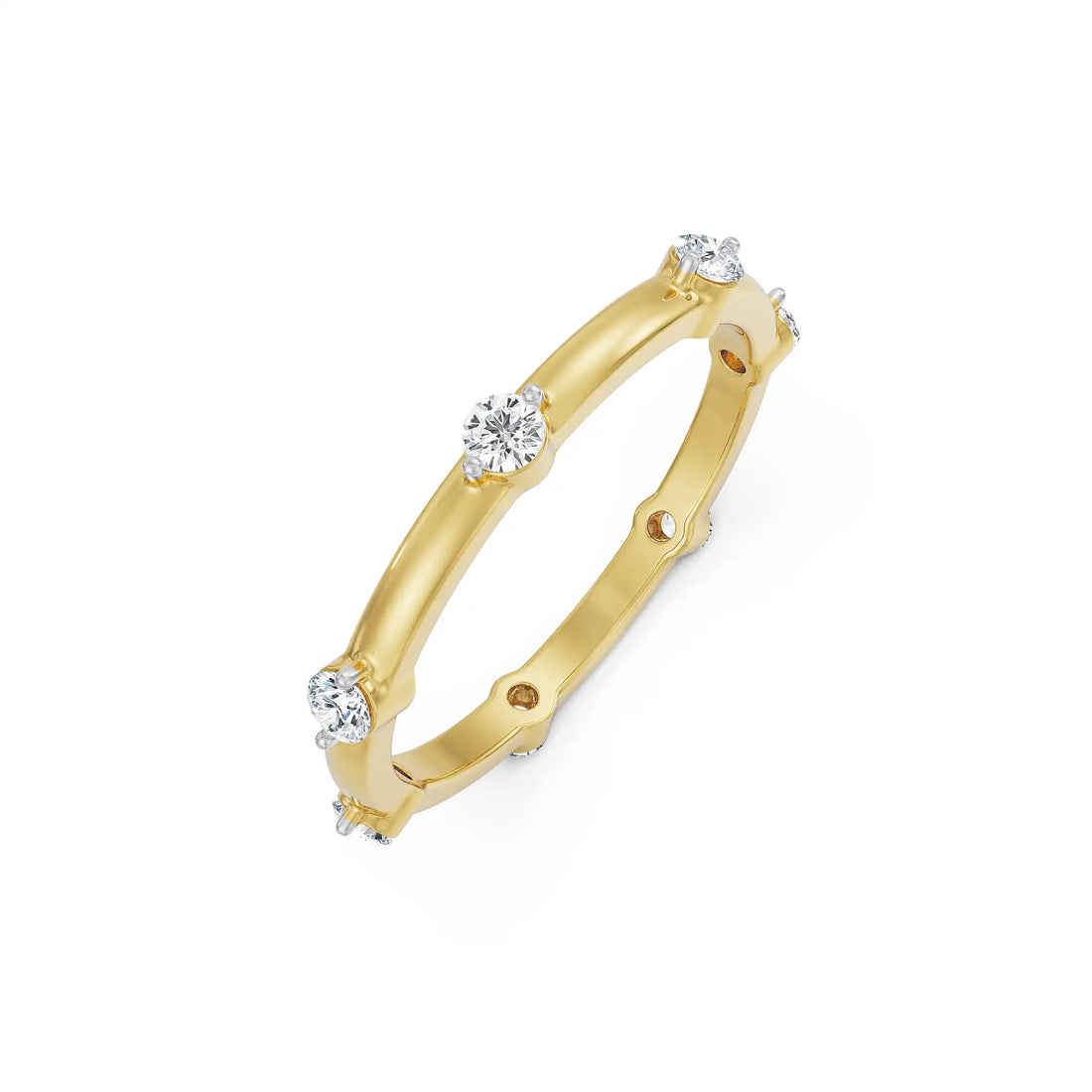 18K Yellow Gold Bezel-Set Diamond Stackable Ring by La Joyeria