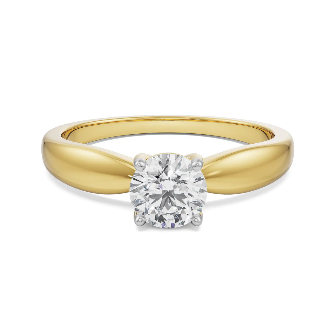 18K Yellow Gold Classic Round Solitaire Diamond Ring – Timeless Elegance