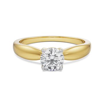 18K Yellow Gold Classic Round Solitaire Diamond Ring – Timeless Elegance