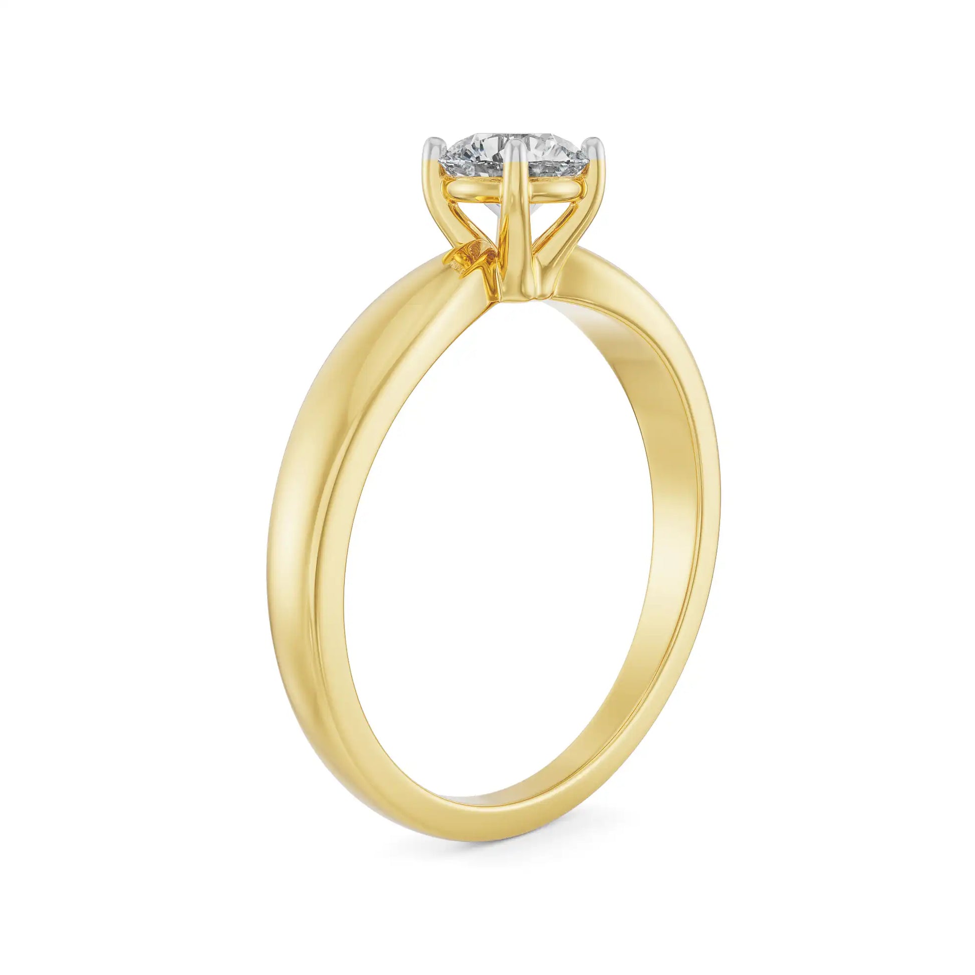 18K Yellow Gold Classic Round Solitaire Diamond Ring – Timeless Elegance Back View