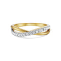 18K Yellow Gold Crossover Diamond Stackable Ring