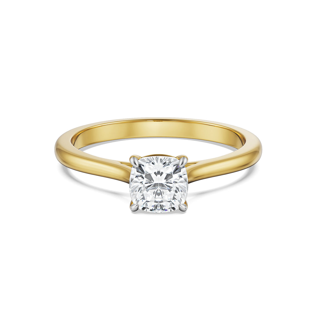 18K Yellow Gold Cushion-Cut Diamond Solitaire Ring