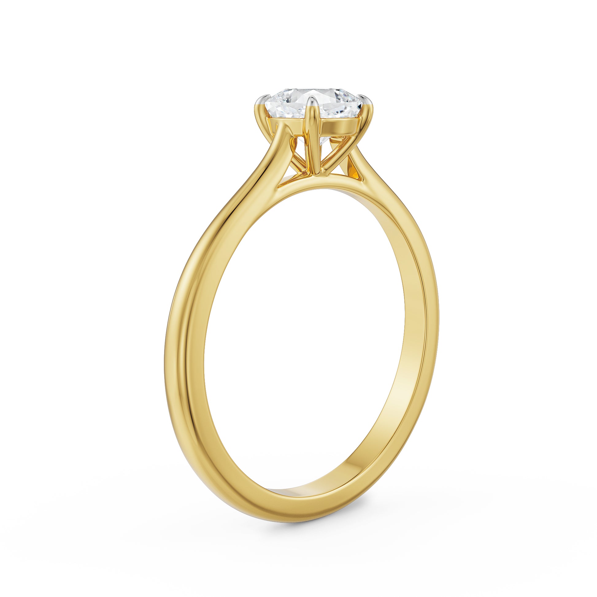 18K Yellow Gold Cushion-Cut Diamond Solitaire Ring Side View