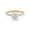18K Yellow Gold Cushion Cut Diamond Engagement Ring with Pave Band