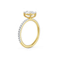 18K Yellow Gold Cushion Cut Diamond Engagement Ring with Pave Band Side View