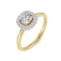 18K Yellow Gold Cushion Cut Diamond Ring with Double Halo Front View