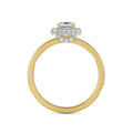 18K Yellow Gold Cushion Cut Diamond Ring with Double Halo Side View