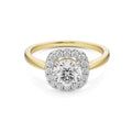 18K Yellow Gold Cushion Halo Diamond Ring