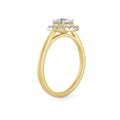 18K Yellow Gold Cushion Halo Diamond Ring Side View