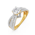18K Yellow Gold Diamond Split Shank Engagement Ring