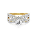18K Yellow Gold Diamond Split Shank Engagement Ring Front View La Joyeria