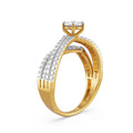 18K Yellow Gold Diamond Split Shank Engagement Ring Side View La Joyeria