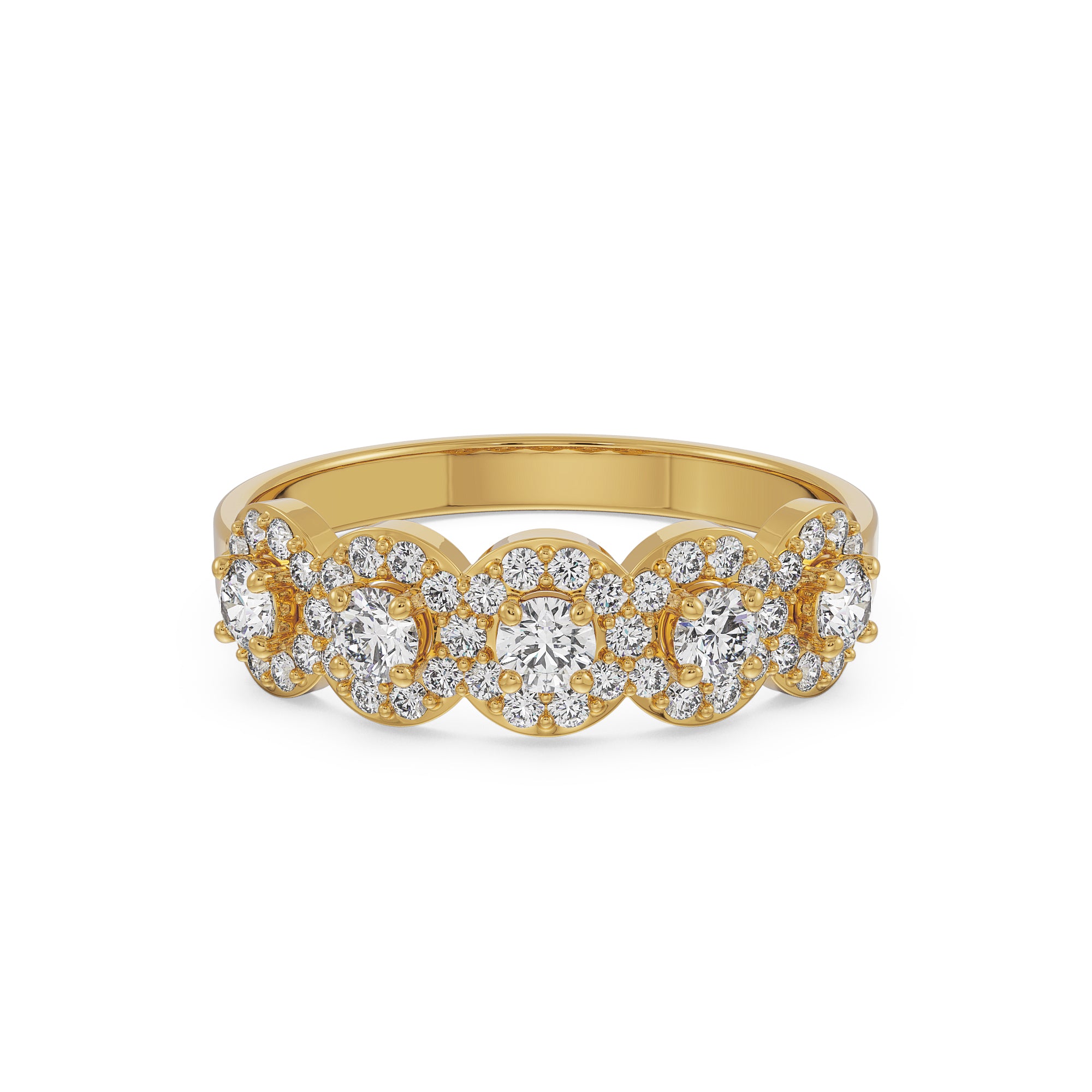 18K Yellow Gold Diamond Wedding Band  La Joyeria