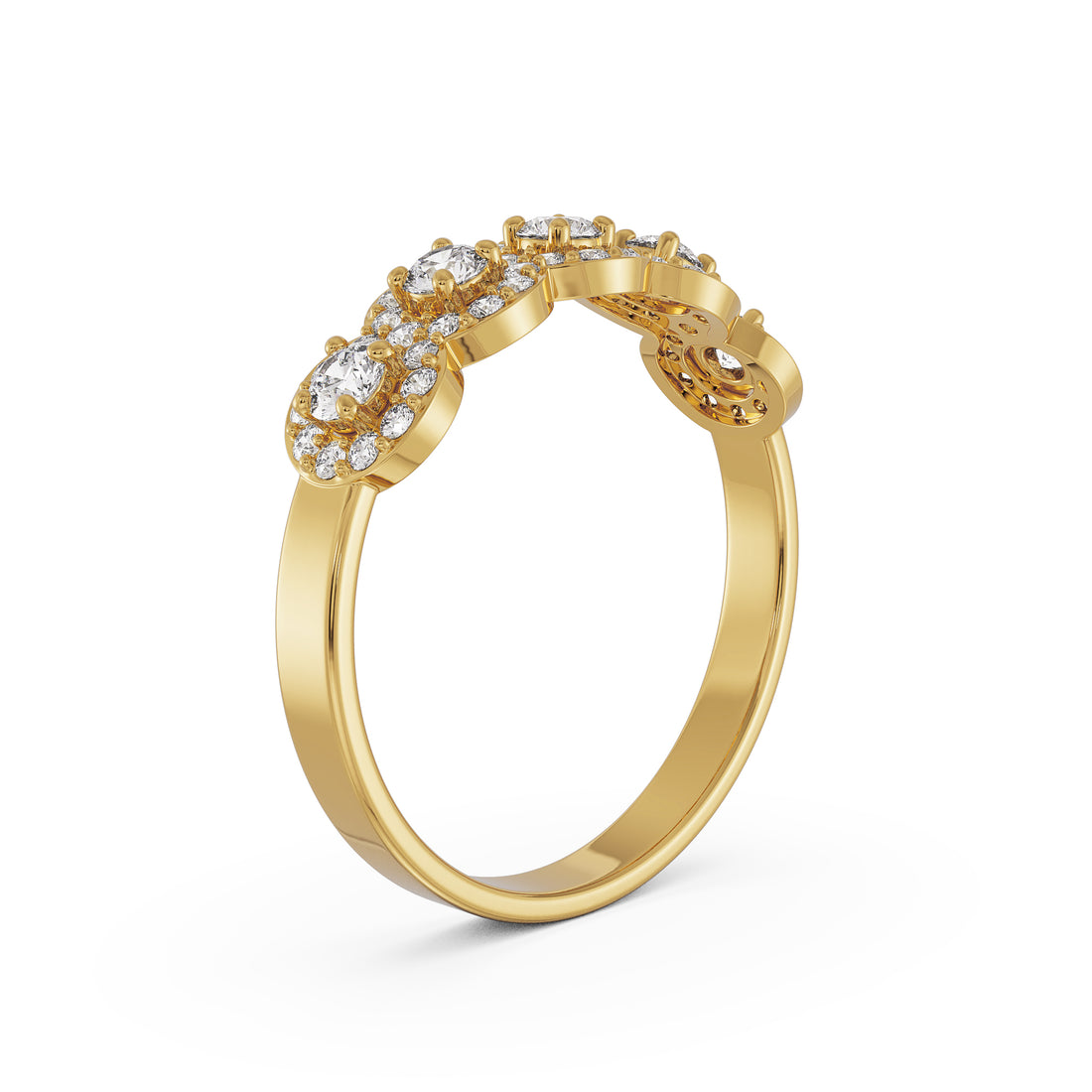 18K Yellow Gold Diamond Wedding Band  La Joyeria