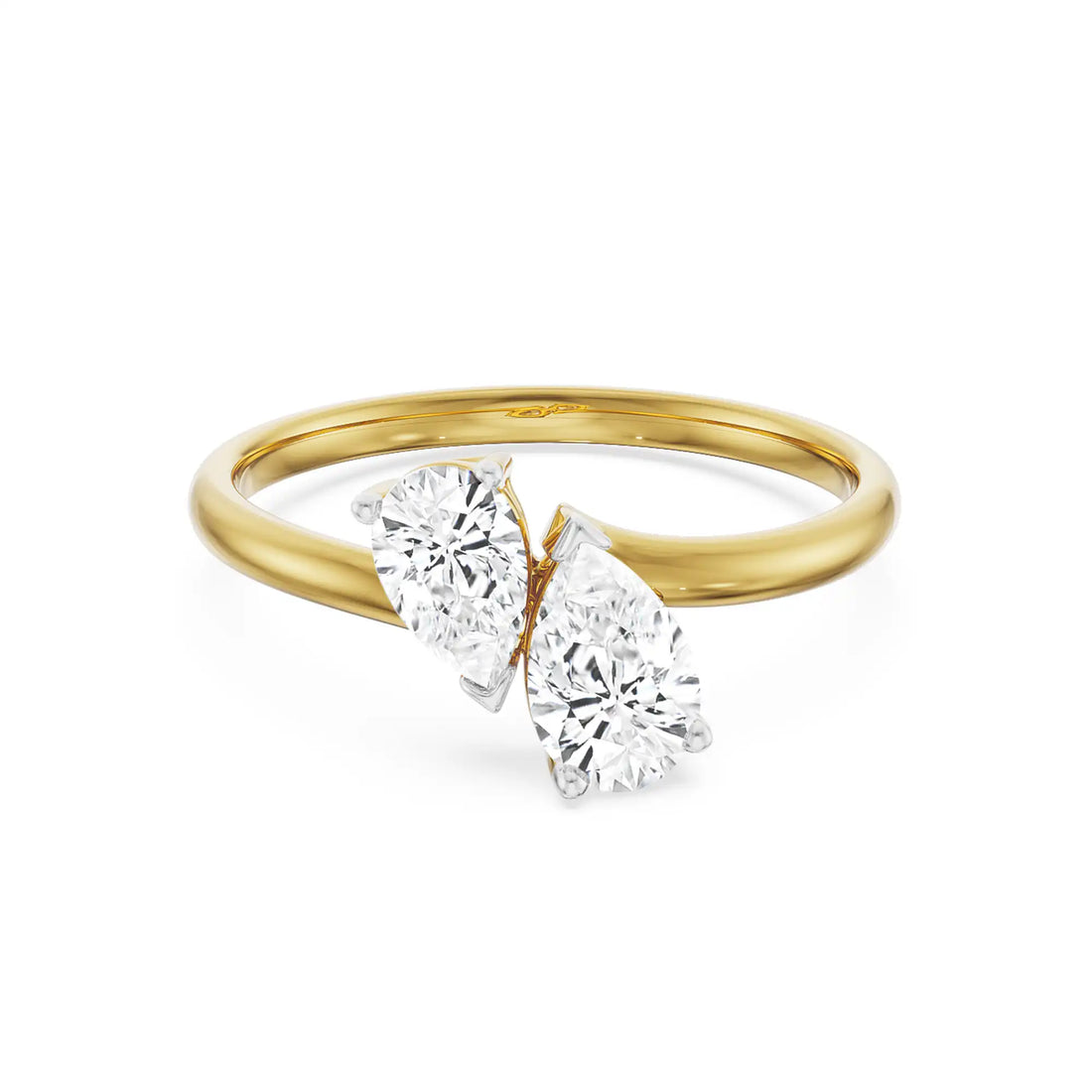 18K Yellow Gold Double Diamond Pear-Cut Engagement Ring