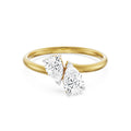 18K Yellow Gold Double Diamond Pear-Cut Engagement Ring