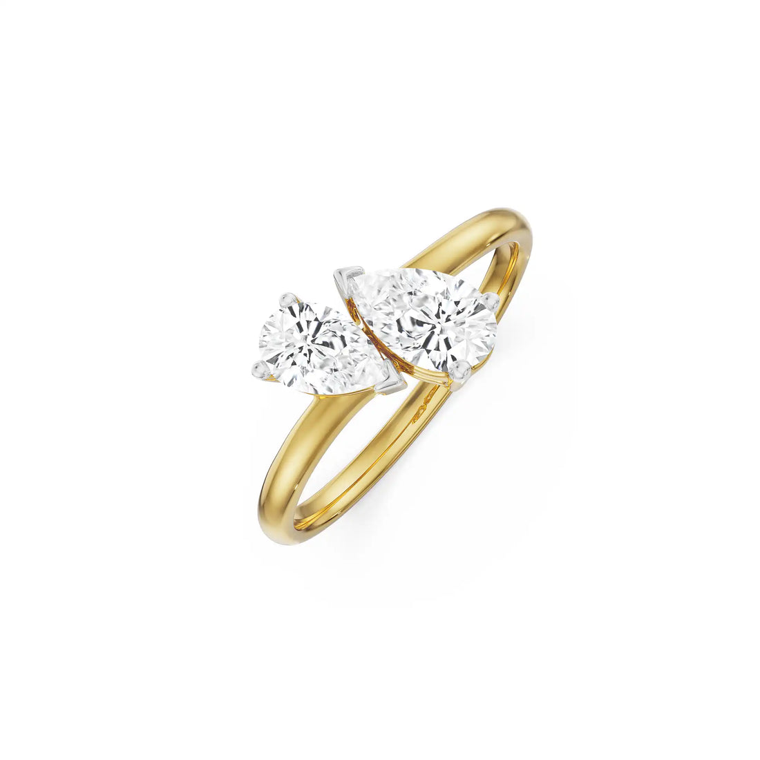 18K Yellow Gold Double Diamond Pear-Cut Engagement Ring