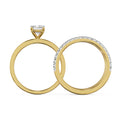 18K Yellow Gold Emerald-Cut Diamond Bridal Ring Set by La Joyeria Side View