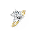 18K Yellow Gold Emerald Cut Diamond Engagement Ring with Pear Side Stones Front View