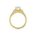 18K Yellow Gold Emerald Cut Diamond Engagement Ring with Pear Side Stones Side View 