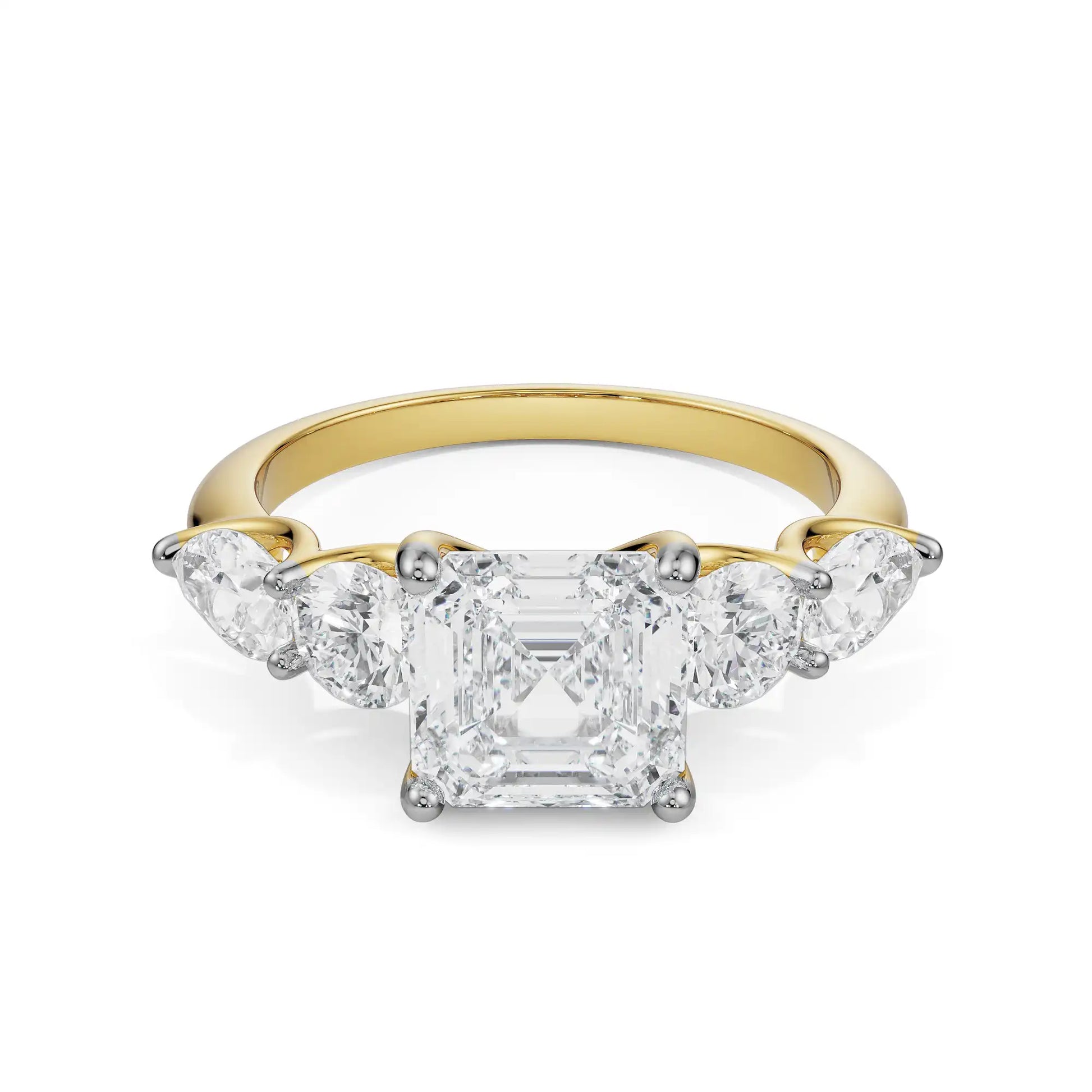 18K Yellow Gold Five-Stone Diamond Engagement Ring