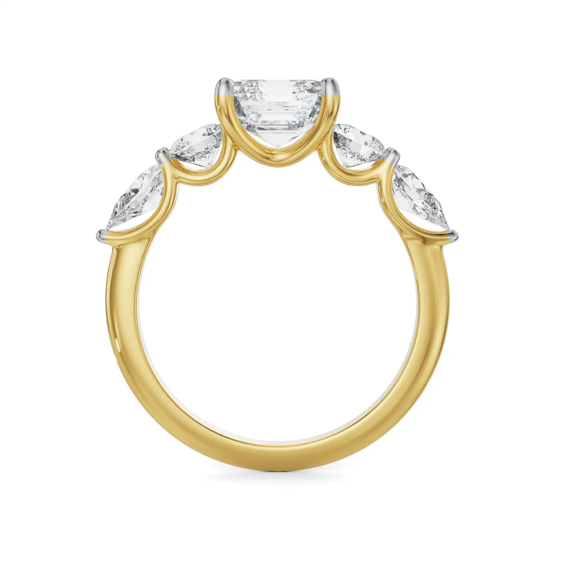 18K Yellow Gold Five-Stone Diamond Engagement Ring Side View