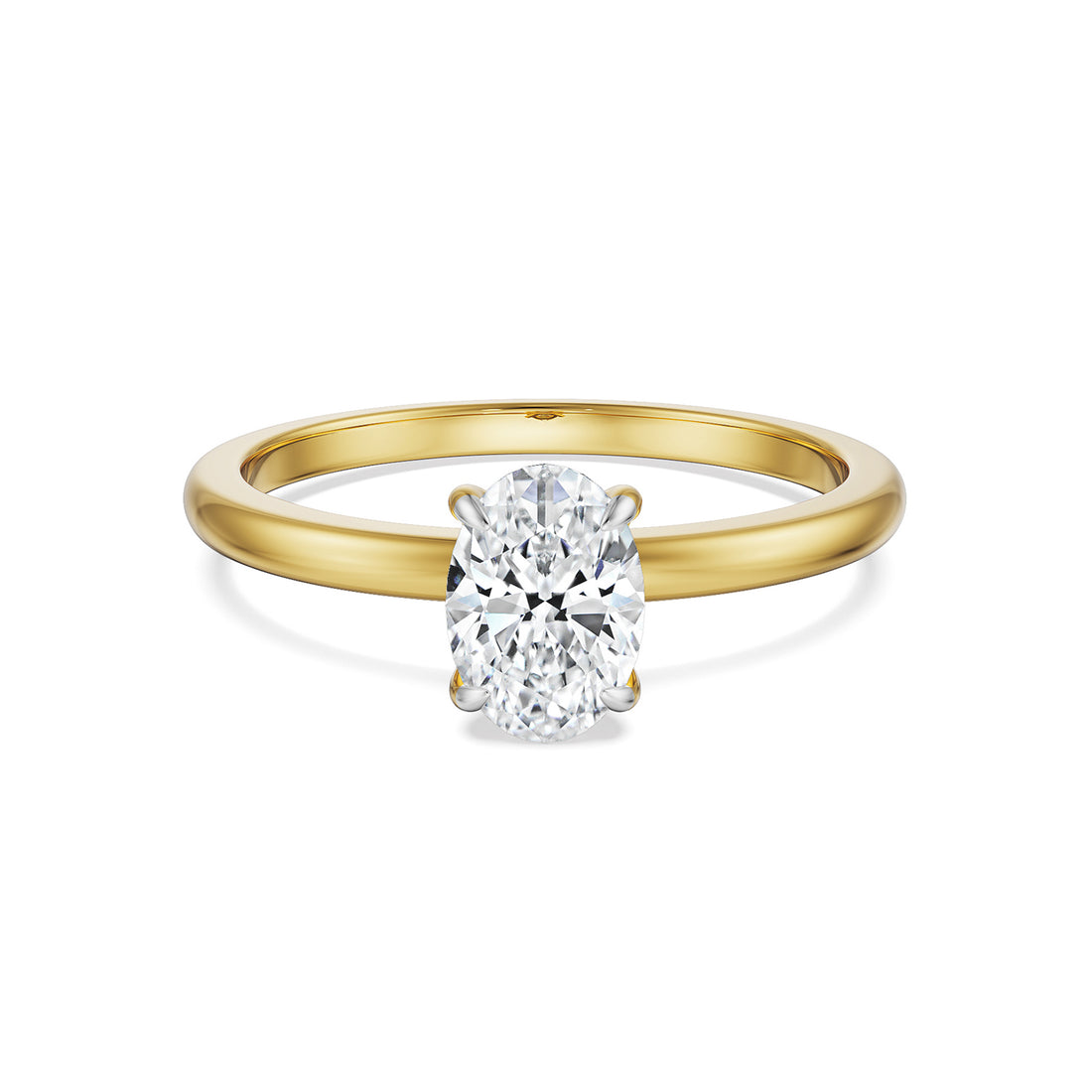 18K Yellow Gold Oval Cut Diamond Solitaire Engagement Ring