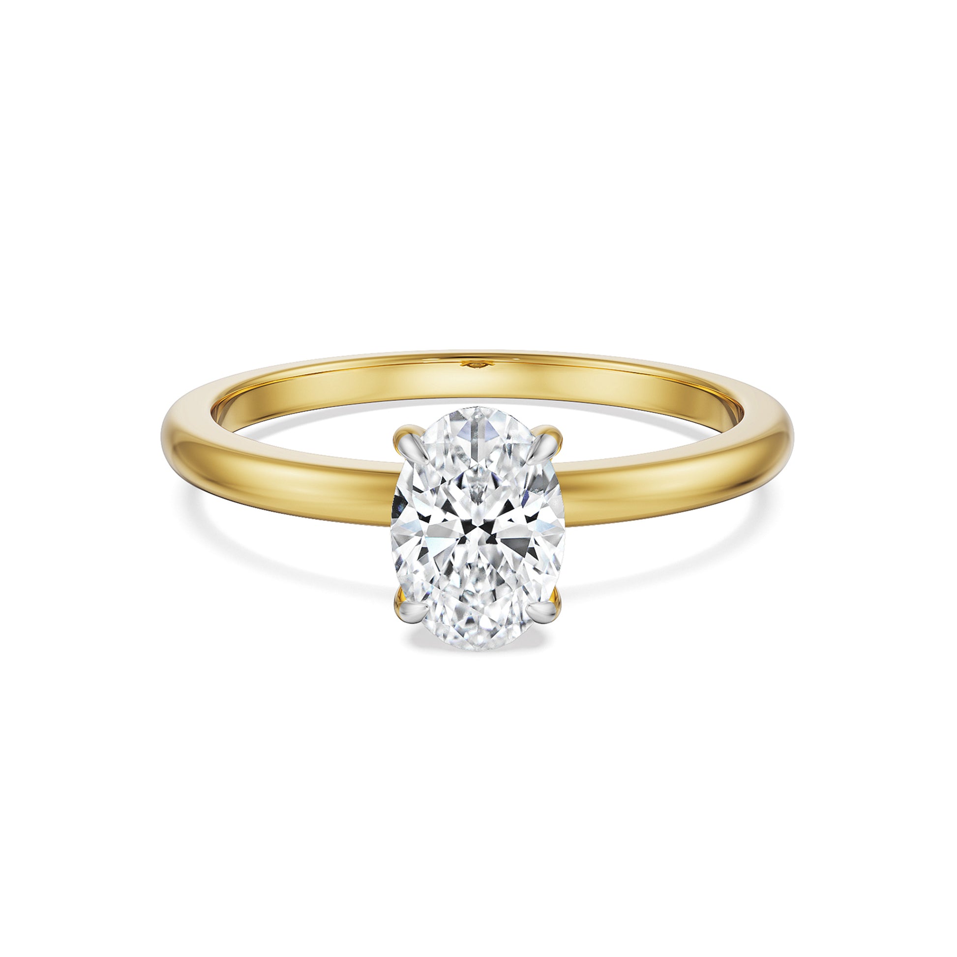 18K Yellow Gold Oval Cut Diamond Solitaire Engagement Ring