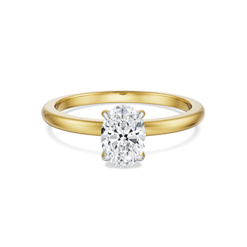 18K Yellow Gold Oval Cut Diamond Solitaire Engagement Ring