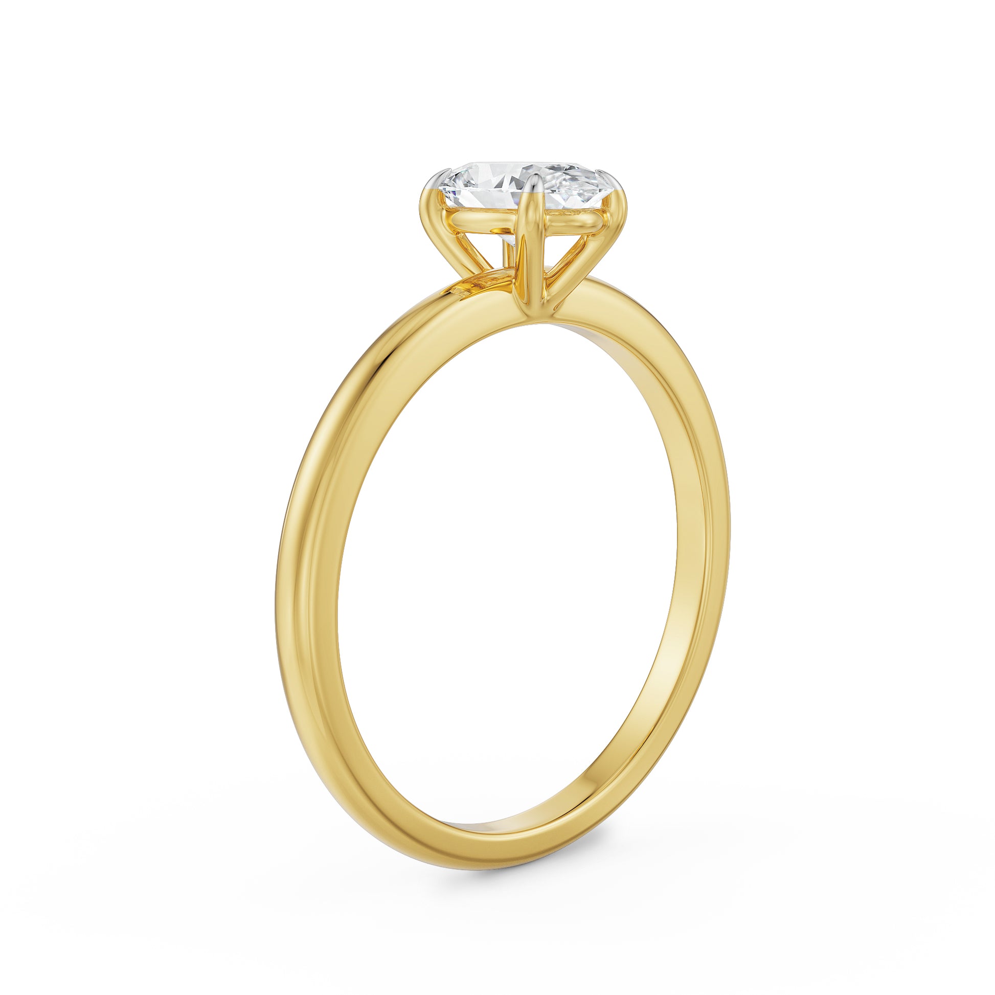 18K Yellow Gold Oval Cut Diamond Solitaire Engagement Ring Side View