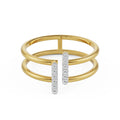 18K Yellow Gold Parallel Open Diamond Ring with Vertical Pavé Bars