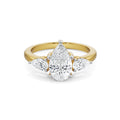 18K Yellow Gold Pear-Cut Diamond Three-Stone Ring