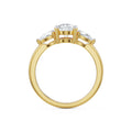 18K Yellow Gold Pear-Cut Diamond Three-Stone Ring Side View