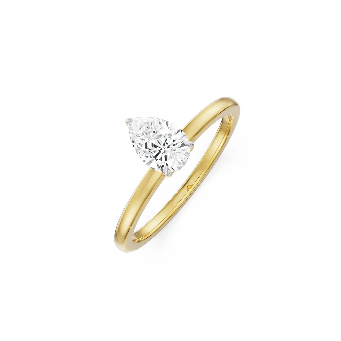 18K Yellow Gold Pear-Shaped Solitaire Diamond Engagement Ring