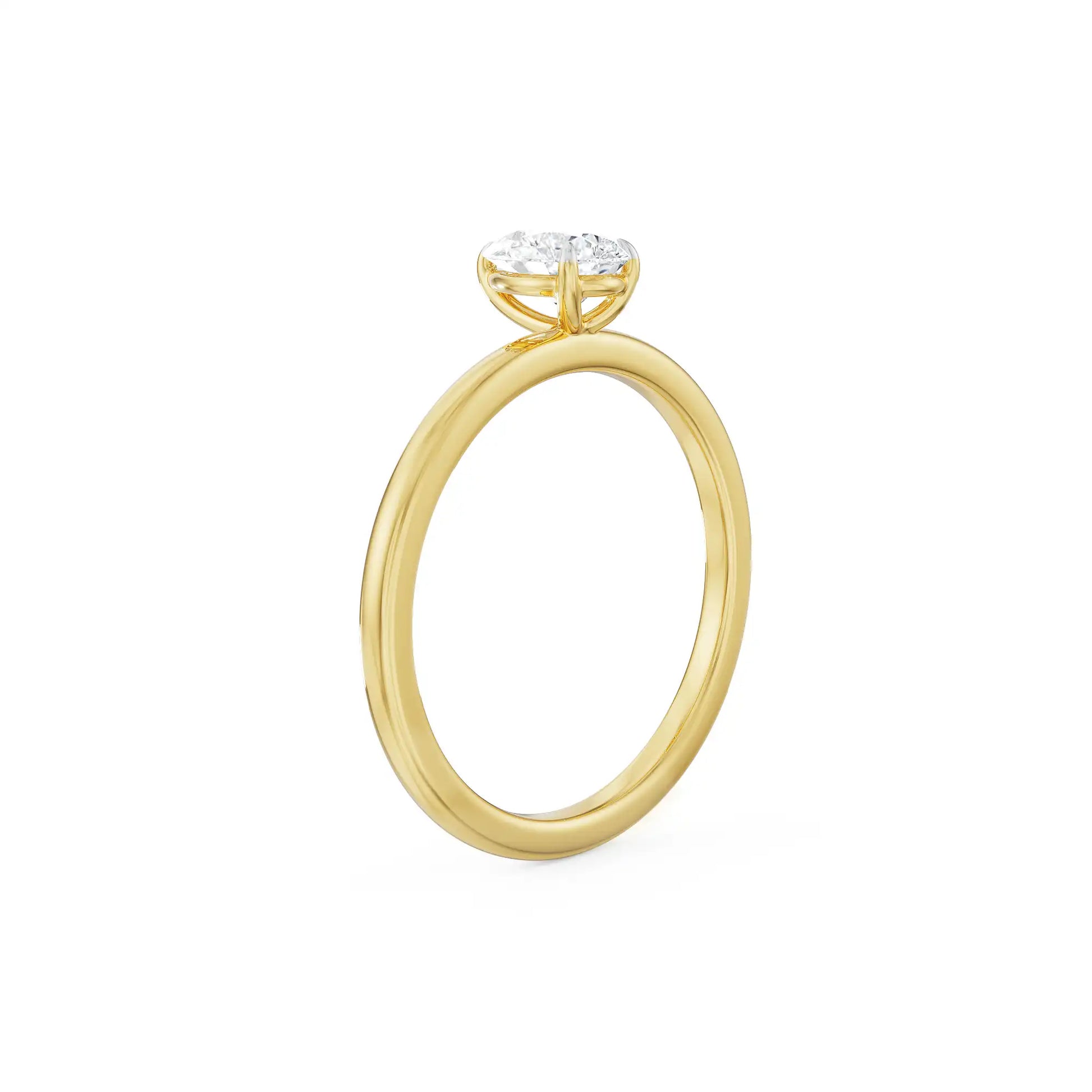 18K Yellow Gold Pear-Shaped Solitaire Diamond Engagement Ring Side View