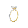 18K Yellow Gold Pear Cut Diamond Engagement Ring with Pave Band Side View