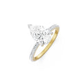 18K Yellow Gold Pear Cut Diamond Engagement Ring with Pave Band front View