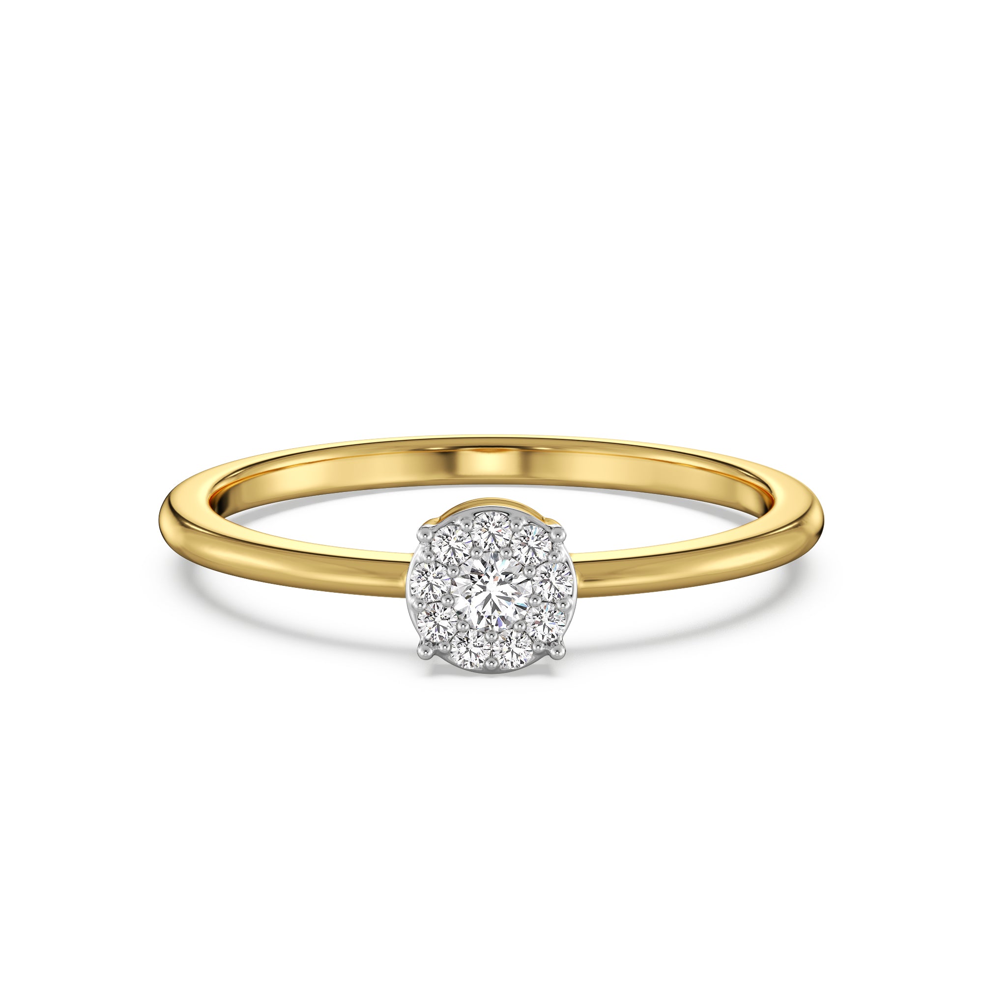 18K Yellow Gold Petite Cluster Diamond Ring