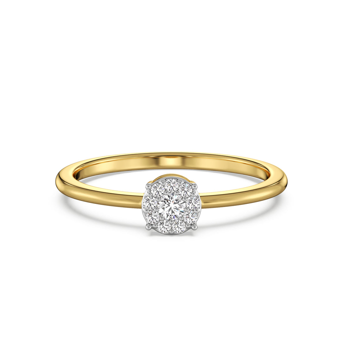 18K Yellow Gold Petite Cluster Diamond Ring